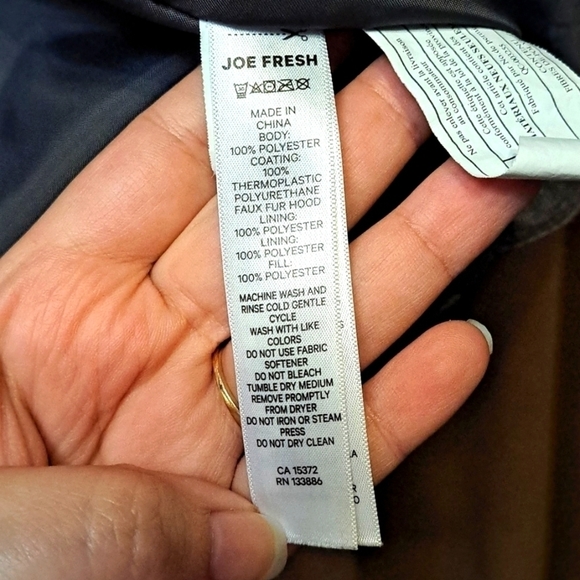 Unisex kids warm jacket size Medium 7-8 zip up 4 pockets hooded grey joe fresh - Picture 13 of 15